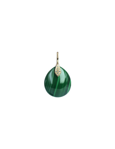 Pendentif Isabelle Langlois Talisman en or rose, malachite et diamant