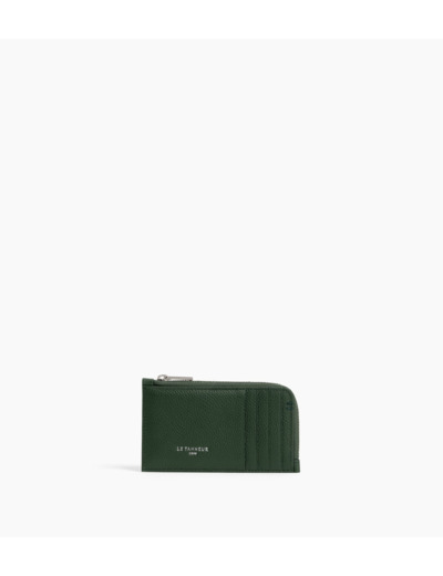Porte cartes large zippé Lucien en cuir grainé