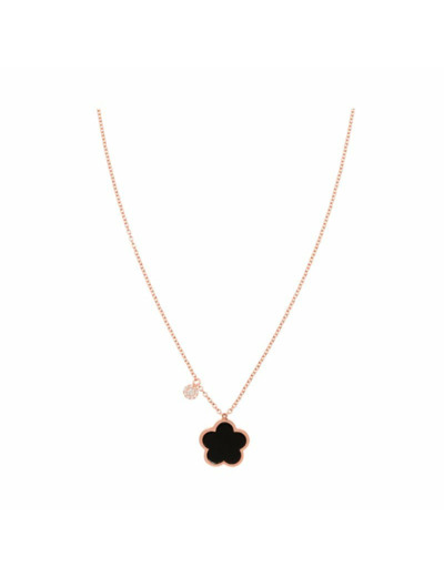 Collier Cesare Pompanon Fiore di Mamma petit modèle en or rose, onyx et diamants