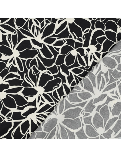 Nerida Hansen - Satin de Coton "Magnolia" Noir et Blanc