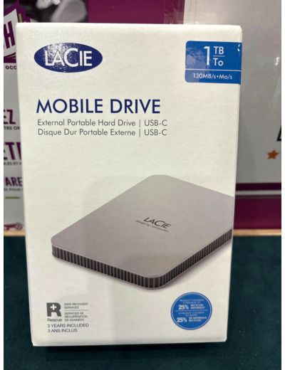 Disque dur externe LaCie Mobile Drive STLP1000400 1 To Lune argentée