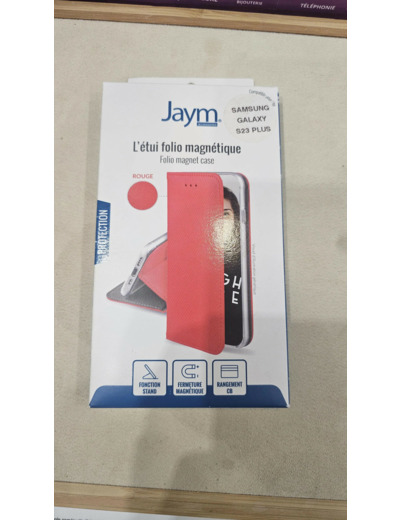 ETUI FOLIO STAND MAGNETIQUE ROUGE COMPATIBLE SAMSUNG GALAXY S23 PLUS - JAYM