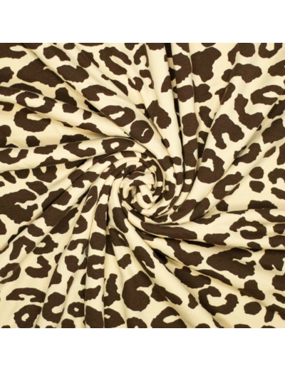 Sélection Coup de Coudre - Tissu Jersey Sweat de Coton Gratté Imprimé Léopard