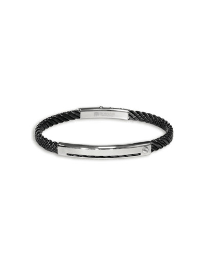 Bracelet Borsari Skema en acier noir et or rose