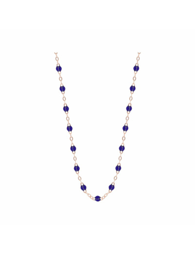 Collier Gigi Clozeau Classique en or rose et résine bleu prusse, 50cm
