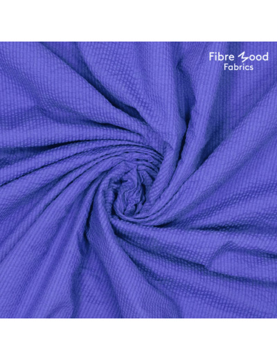 Fibre Mood - Tissu Seersucker "Gedda" Uni Bleu Cobalt