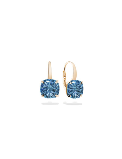 Boucles d'oreilles Cesare Pompanon Poppy Blue en or rose et topaze bleu london