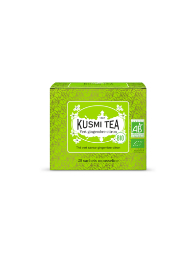 Thés Aromatisés Verts Vert Gingembre-Citron Bio - Etui 20 sachets mousseline - 40gr