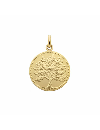 Médaille Arthus Bertrand Arbre de vie 18mm en or jaune sablé