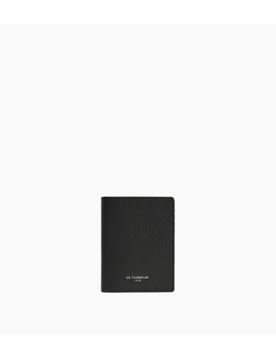 Portefeuille vertical zippé Lucien en cuir signature T