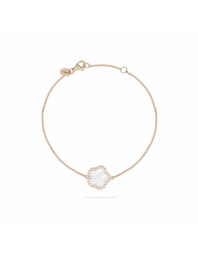 Bracelet Cesare Pompanon Fiore di Mamma en or rose, nacre blanche et diamants