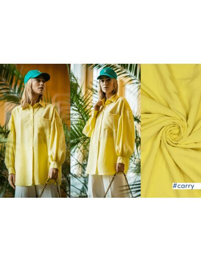 Fibre Mood - Tissu Aspect Lavé en Modal et Polyester "Carry" Uni Couleur Jaune
