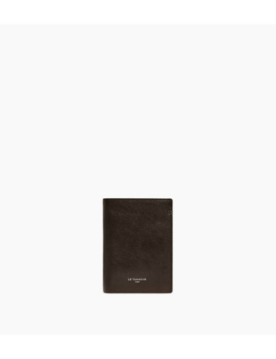 Portefeuille vertical moyen modèle zippé 2 volets Lucien en cuir huilé