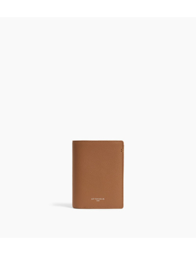 Petit portefeuille vertical zippé 2 volets Lucien en cuir grainé