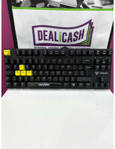 CLAVIER GAMING MÉCANIQUE FILAIRE AZERTY VITALITY RED TKL NOIR ET JAUNE