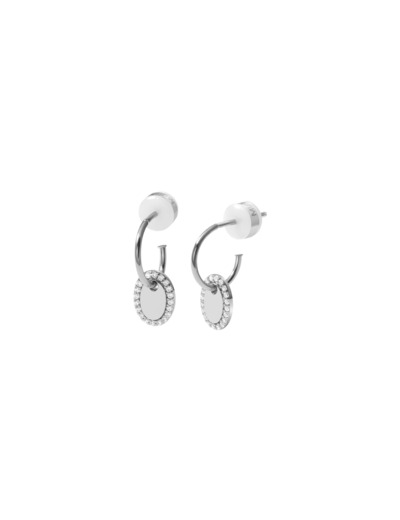 Boucles d'oreilles créoles Murat Café Lumière en argent rhodié et oxyde de zirconium