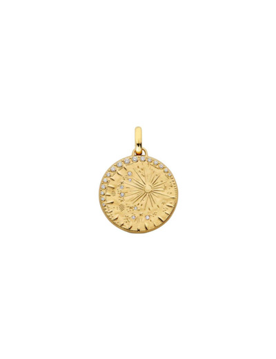 Médaille Arthus Bertrand Pluie d'étoiles en or jaune poli et diamant, 23 mm