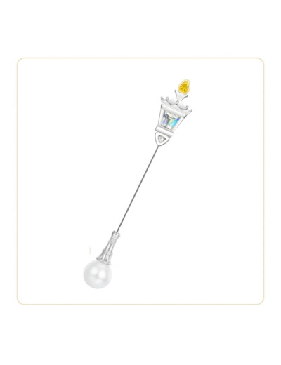Broche Lampadaire Plaqué Or Blanc