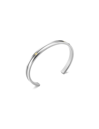 Jonc Herbelin Newporten acier brossé et vis en or jaune