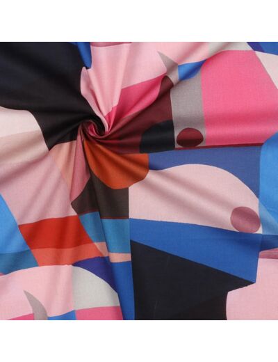 Nerida Hansen - Tissu Voile de Coton Impression Digitale "Midnight Summer Swim" Rose et Bleu