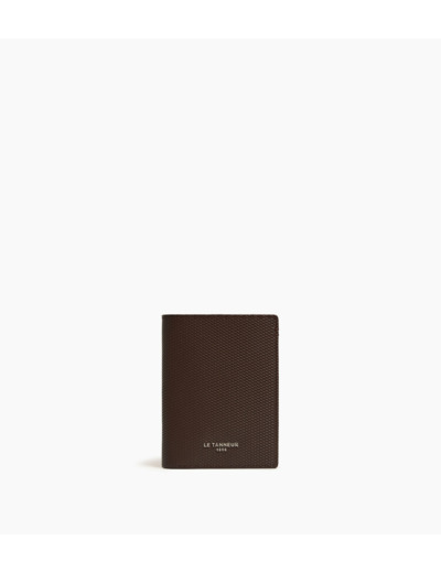 Portefeuille vertical zippé Lucien en cuir signature T