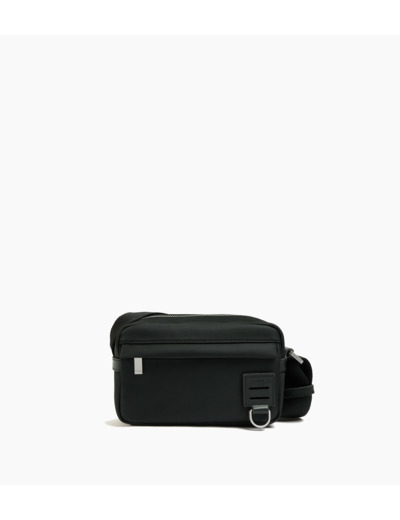 Petit sac bandoulière Basile en toile nylon et cuir lisse