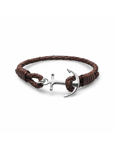 Bracelet Tom Hope Havana Brown S marron en cuir et argent