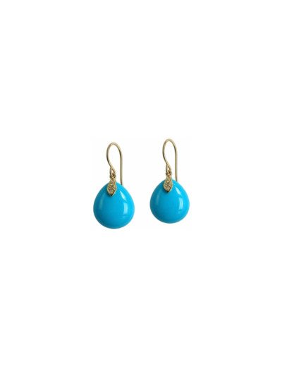 Boucles d'oreilles Isabelle Langlois Talisman en or rose, turquoise et diamant