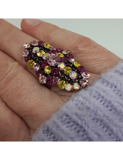 Bague vintage strass rose 24-212