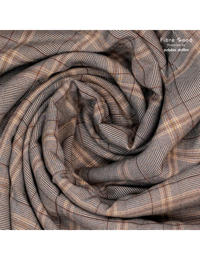 Fibre Mood - Tissu en Viscose Mélange Prince de Galles Marron