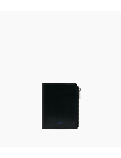 Portefeuille vertical zippé moyen modèle Martin en cuir lisse