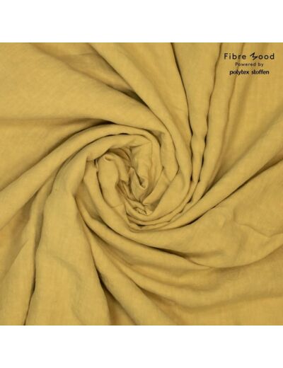 Fibre Mood - Tissu Toile de Pur Lin Lavé Uni Couleur Jaune Safran