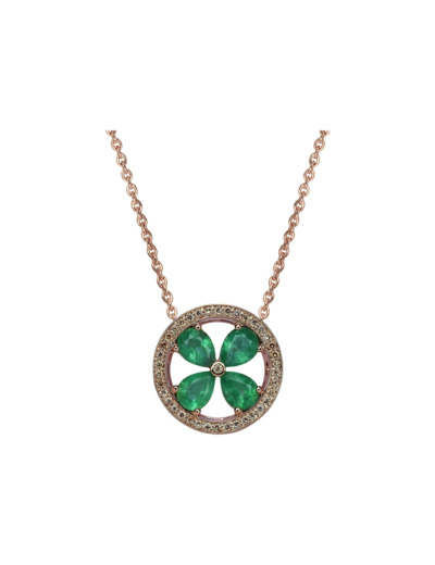 Collier Isabelle Langlois Jeton en or rose, émeraude et diamant brun