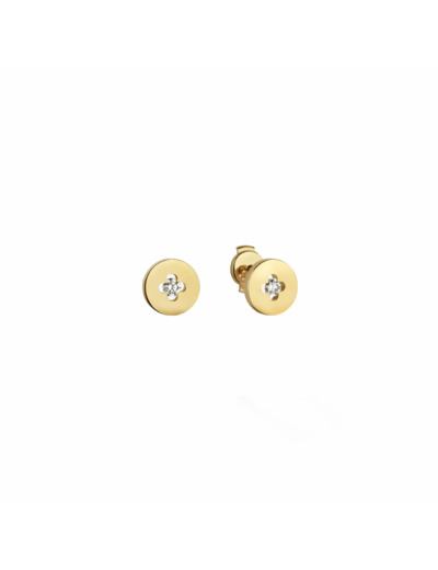 Boucles d'oreilles puces Arthus Bertrand Royale en or jaune polie et diamants