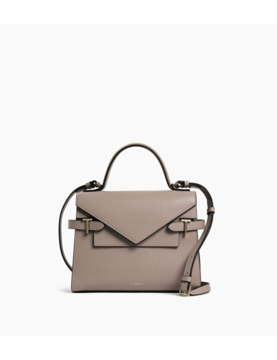 Sac à main double rabat moyen modèle Emilie en cuir grainé