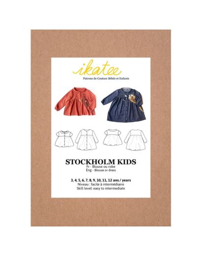 Ikatee – Patron Enfant Blouse ou Robe "Stockholm KIDS" de 3 à 12 ans