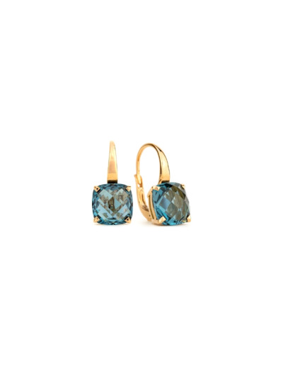 Boucles d'oreilles Cesare Pompanon Poppy Blue en or rose et topaze Blue London