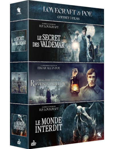 Dvd Lovecraft & Poe - Coffret 3 films : Le Territoire des Ombres : Le secret des Valdemar & Le monde interdit + La Malédiction de Raven's Hollow