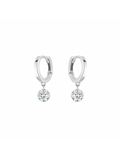 Boucles d'oreilles créoles La Brune & La Blonde 360° en or blanc et diamants de 0.20ct