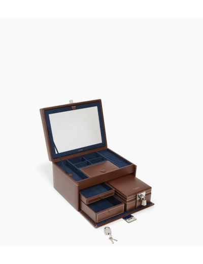 Grande boîte à bijoux en cuir