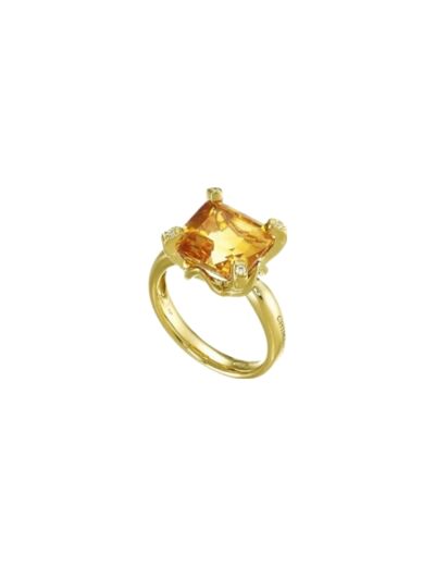 Bague Chimento Iris en or jaune, quartz citrine et diamants