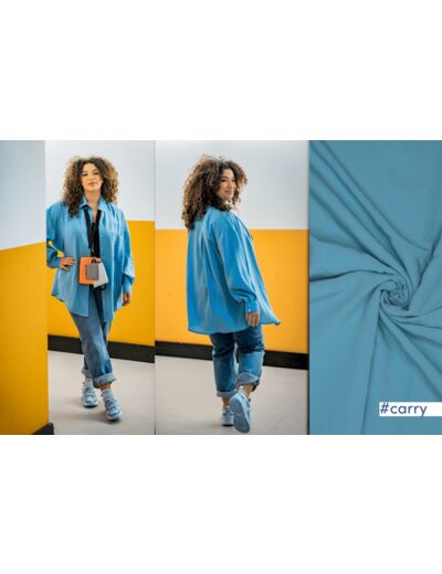 Fibre Mood - Tissu Aspect Lavé en Modal et Polyester "Carry" Uni Couleur Bleu Profond