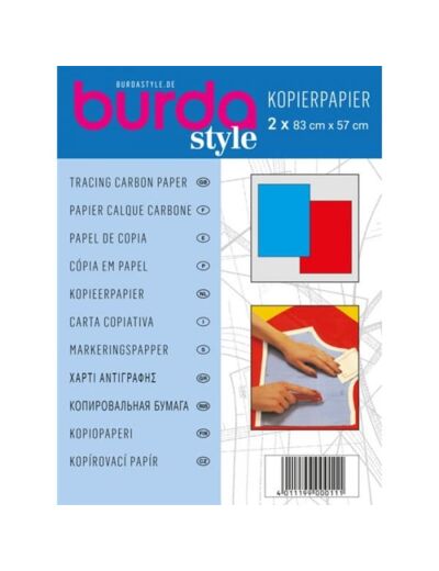 Burda Style - 2 Feuilles Papier Calque Carbone Coloris Bleu et Rouge
