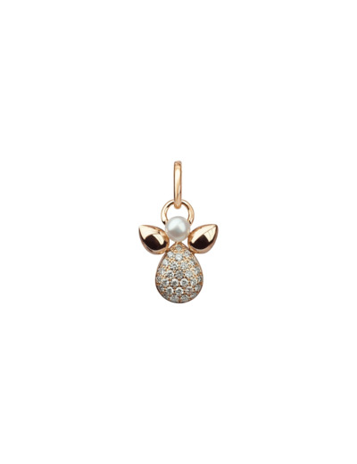 Pendentif Isabelle Langlois Mon Ange Zachariel en or rose, diamant et perle blanche