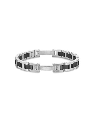 Bracelet Herbelin Cap Camarat en acier brossé et céramique noire sablée