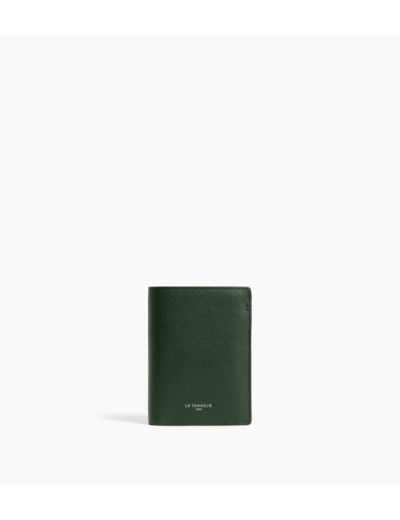 Petit portefeuille vertical zippé 2 volets Lucien en cuir grainé