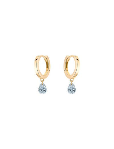 Boucles d'oreilles créoles La Brune & La Blonde 360° en or jaune et diamants poire de 0.40ct