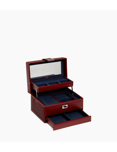 Boîte à bijoux moyen modèle ouverture automatique en cuir