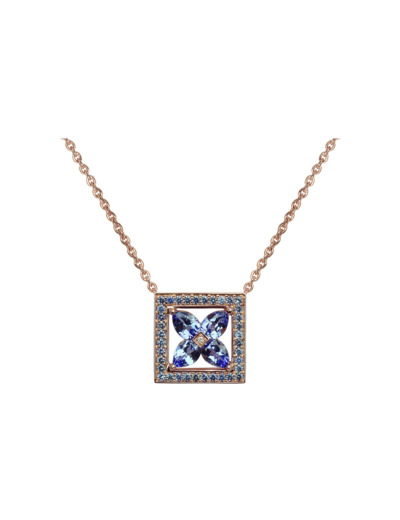 Collier Isabelle Langlois Jeton en or rose, tanzanite, saphir et diamant