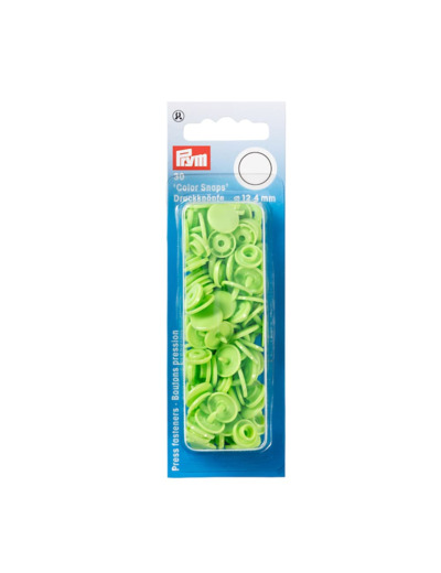 Prym - Boite 30 Boutons Pression "Color Snaps" Coloris Vert Pomme (12,4 mm)